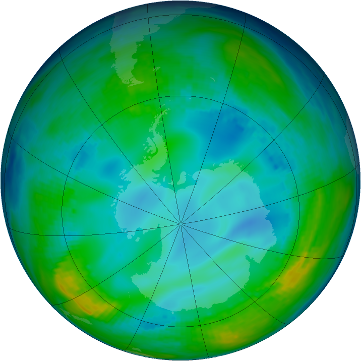 Antarctic ozone map for 20 May 1992